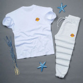 2 Li  Beyaz Tshirt-Gri Eşofman Kombin LAKERS - 1
