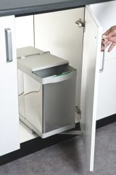 Çöp Kovası Raylı Tek Kovalı Paslanmaz 40cm Açık Gri 20+1Lt thumbnail 1