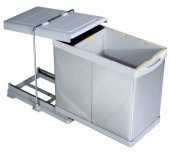 Çöp Kovası Raylı Tek Kovalı Paslanmaz 40cm Açık Gri 20+1Lt thumbnail 2