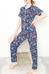 Düğmeli Pijama Takımı Mavidesenli - 10873.1048. - 3