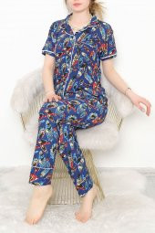 Düğmeli Pijama Takımı Mavidesenli - 10873.1048. - 1