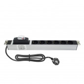 19" 1U 6'Lı Schuko Sigortalı Aluminyum Rack Kabin Grup Priz Pdu(10 ADET) - 4