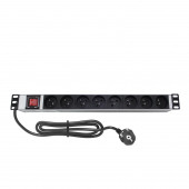 19" 1U 8'Li Fransız Ups Anahtarlı Alüminyum Rack Kabin Prizi Pdu(10 ADET) - 1