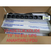 19" 1U 8'Li Fransız Ups Anahtarlı Alüminyum Rack Kabin Prizi Pdu(10 ADET) - 4
