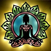 Veraart Epoksili Meditasyon Yoga Buda Figürlü Duvar Dekorlu Gece Lambası 60x65 cm - 1