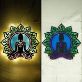 Veraart Epoksili Meditasyon Yoga Buda Figürlü Duvar Dekorlu Gece Lambası 75x82 cm - 2