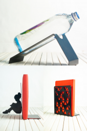 Dekoratif Metal Kitap Tutacağı - Şişelik - Geometrik Desenli Kitap Tutacağı - 3lü Set - 1