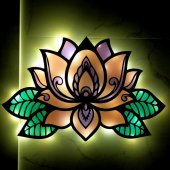 Veraart Epoksili Lotus Çiçeği  Figürlü Duvar Dekorlu Gece Lambası 60x93 cm - 1