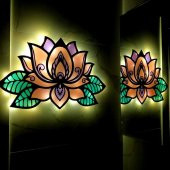 Veraart Epoksili Lotus Çiçeği  Figürlü Duvar Dekorlu Gece Lambası 60x93 cm - 2