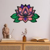 Veraart Epoksili Lotus Çiçeği  Figürlü Duvar Dekorlu Gece Lambası 60x93 cm - 5
