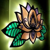 Veraart Epoksili Lotus Çiçeği  Figürlü Duvar Dekorlu Gece Lambası 60x93 cm - 6