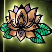 Veraart Epoksili Lotus Çiçeği  Figürlü Duvar Dekorlu Gece Lambası 60x93 cm - 7