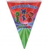 Pj Masks (Pijamaskeliler) Temalı Üçgen Flama Bayrak Süs - 1