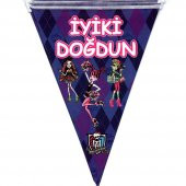 Monster High Temalı Üçgen Flama Bayrak Süs - 1