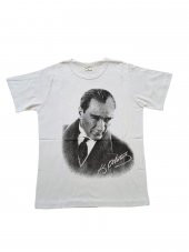 Çocuk Sırtı Imzalı Beyaz Atatürk Tişörtü Sırtı Imzalı Tişört - 2
