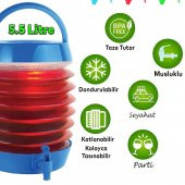 Akordiyonlu Su Sebili Meşrubat İçecek Kabı Bidonu Damacana Katlanabilir Musluklu Körüklü 5.5 Litre Termos Piknik Kamp Mangal - 2