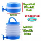 Akordiyonlu Su Sebili Meşrubat İçecek Kabı Bidonu Damacana Katlanabilir Musluklu Körüklü 5.5 Litre Termos Piknik Kamp Mangal - 3