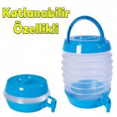 Akordiyonlu Su Sebili Meşrubat İçecek Kabı Bidonu Damacana Katlanabilir Musluklu Körüklü 5.5 Litre Termos Piknik Kamp Mangal - 6