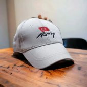 salarticaret Unısex Türkiye Nakışlı Bej Şapka - 1