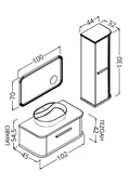 Casse 100 Cm Antrasit Lavabolu Banyo Dolabı - Beyaz / Kayın (Boy Dolap Dahil) - 2