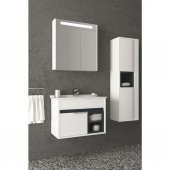 Napoli 65 Cm Beyaz Lavabolu Banyo Dolabı - Antrasit / Beyaz (Boy Dolap Dahil) thumbnail 1