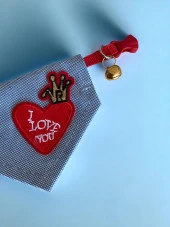 Love You Kedi Bandana, Fular, Kedi Kıyafeti Kedi Elbisesi, Kedi Tasması - 4