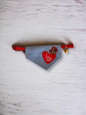 Love You Kedi Bandana, Fular, Kedi Kıyafeti Kedi Elbisesi, Kedi Tasması - 6