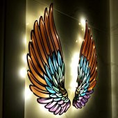Veraart Epoksili Melek Kanadı Figürlü Duvar Dekorlu Gece Lambası 40x55 cm - 9