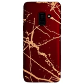 Samsung Galaxy A8 Plus (A730) Fırça Desen Silikon Arka Kapak Kırmızı - 1