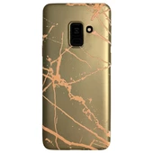 Samsung Galaxy A8 2018 (A530) Fırça Desen Silikon Arka Kapak Gold - 1