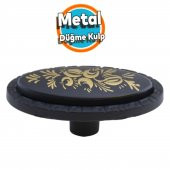 Mobilya Düğme Kulp Çekmece Dolap Kapak Kulpu Kulbu Dekoratif Metal Siyah thumbnail 1