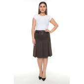SORALLİNE KADIN ETEK 65 CM BOYUNDA ASTARLI MEVSİMLİK  724 KAHVERENGİ - 1