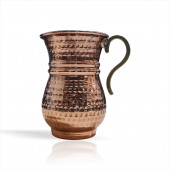 Büyük Antik Retro Dövme Bakır Kalaylı İç Yüzey Pirinç Kulplu Fıçı Bardak Kupa Fincan Sütlük Maşrapa - 2