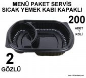 MENÜ PAKET SERVİS SICAK YEMEK KABI 2 GÖZLÜ KAPAKLI 200 ADET 1 KOLİ - 1