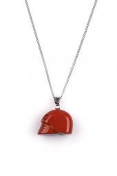 Red Jasper Doğal Taş Kuru Kafa Model Kolye thumbnail 1