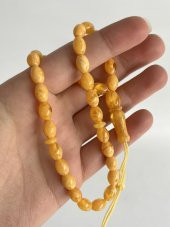 Oval Kesim Kokulu Toz Kehribar Tesbih 33lük 6mm A004 - 1