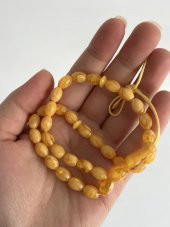Oval Kesim Kokulu Toz Kehribar Tesbih 33lük 6mm A004 - 3