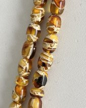 Oval Kesim Kokulu Mozaik Toz Kehribar Tesbih 33lük 6mm A001 - 5