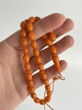 Oval Kesim Kokulu Toz Kehribar Tesbih 33lük 7mm A008 - 1
