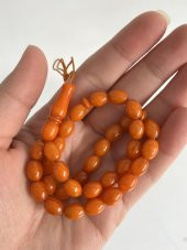 Oval Kesim Kokulu Toz Kehribar Tesbih 33lük 7mm A008 - 3