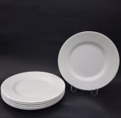 6 Adet Beyaz Melamin BüyükBoy Servis Tabağı 26cm Sığ Tabak Günlük Kullanım için Hesaplı Ordövr Tabak - 1