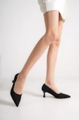 Kandy Siyah Süet Stiletto Kadeh Topuklu Ayakkabı thumbnail 3