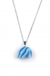 Mavi Akik Doğal Taş Kuru Kafa Model Kolye thumbnail 1