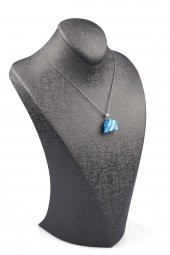 Mavi Akik Doğal Taş Kuru Kafa Model Kolye thumbnail 2