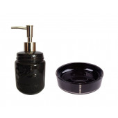 ZBOSP-C333 SIVI SABUNLUK VE SABUNLUK 2 Lİ BANYO SETİSİYAH TAŞLI thumbnail 2