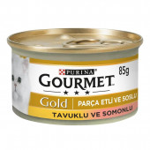 Proplan Gourmet Gold Parça Etli Soslu Somonlu Tavuklu Kedi Konservesi - 1