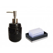 ZBOSP-C334 SIVI SABUNLUK VE SABUNLUK 2 Lİ BANYO SETİSİYAH RENKLİ - 1