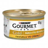 Proplan Gourmet Gold Parça Etli Soslu Tavuklu Ciğerli Kedi Konservesi 85 Gr - 1