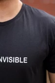 Erkek Siyah Invisible Yazı Baskılı Basic Kısa Kollu Bisiklet Yaka Tişört 20ETSHYUNZ - 5