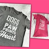 Dogs Leave Paw Prints On Your Heart Pembe Tişört - 6